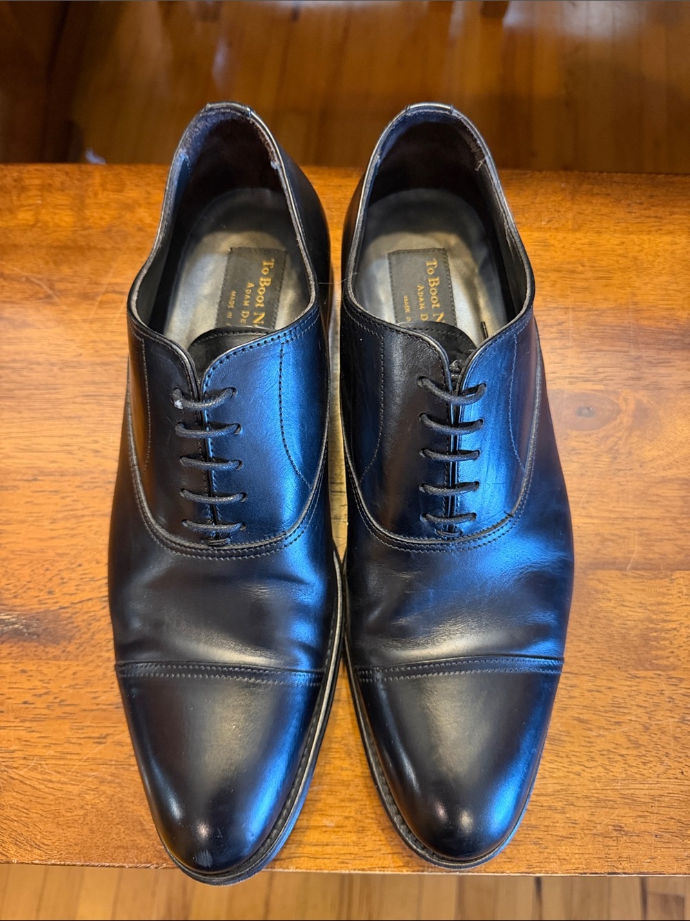 To Boot Black Cap-Toe Leather Derby Shoes